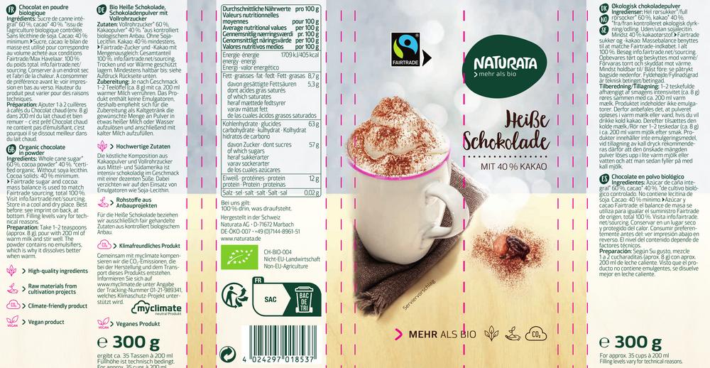 Heiße Schokolade Trinkschokolade NFB 300 g