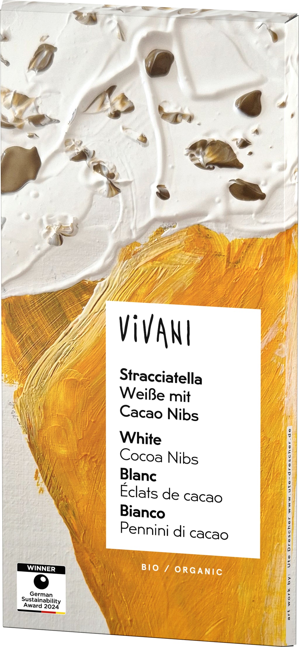 Stracciatella Weiße Schokolade mit Cacao Nibs 80 g