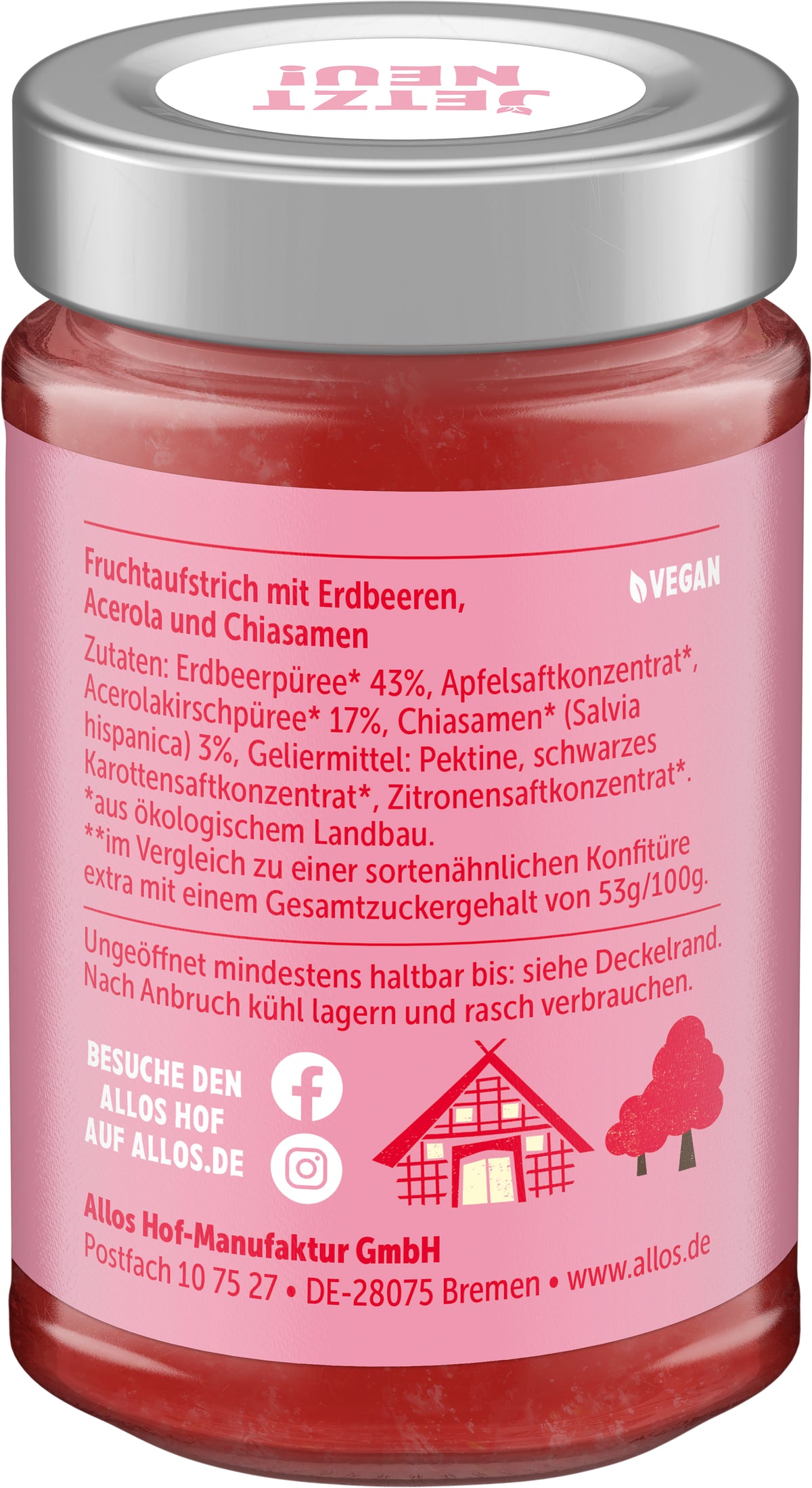 Super Fruit Erdbeere mit Chia&Acerola Aufstrich 200 g