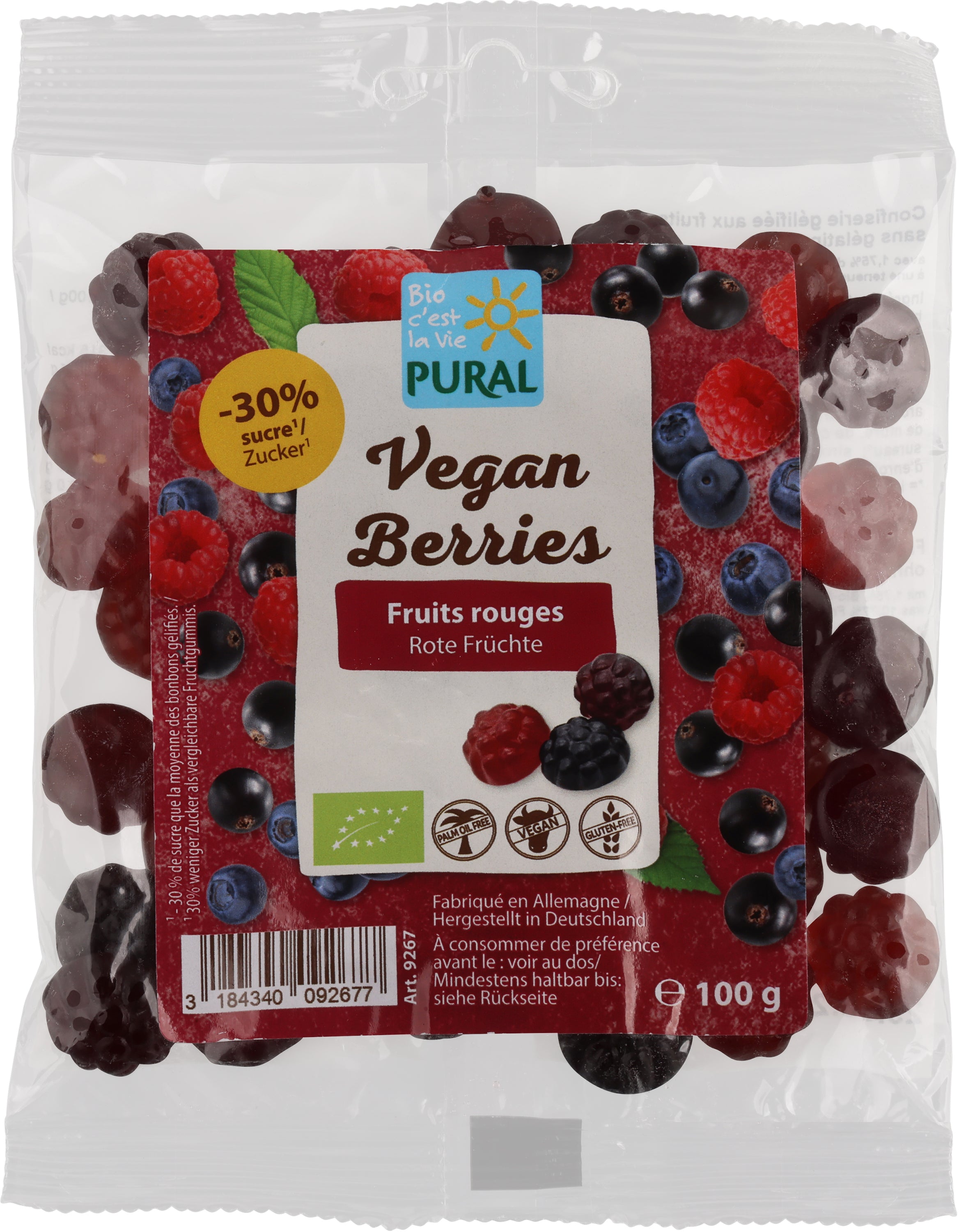 Vegan Berries Fruchtgummi -30% Zucker ohne Gelatin 100 g