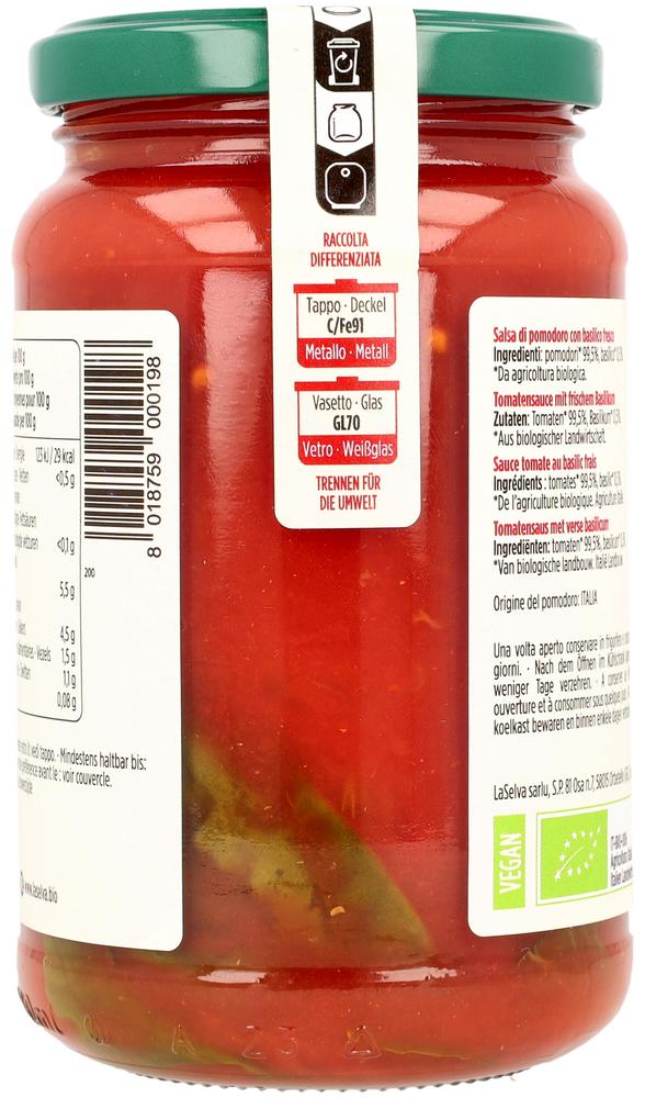 Tomate natur mit Basilikum Stücke 340 g