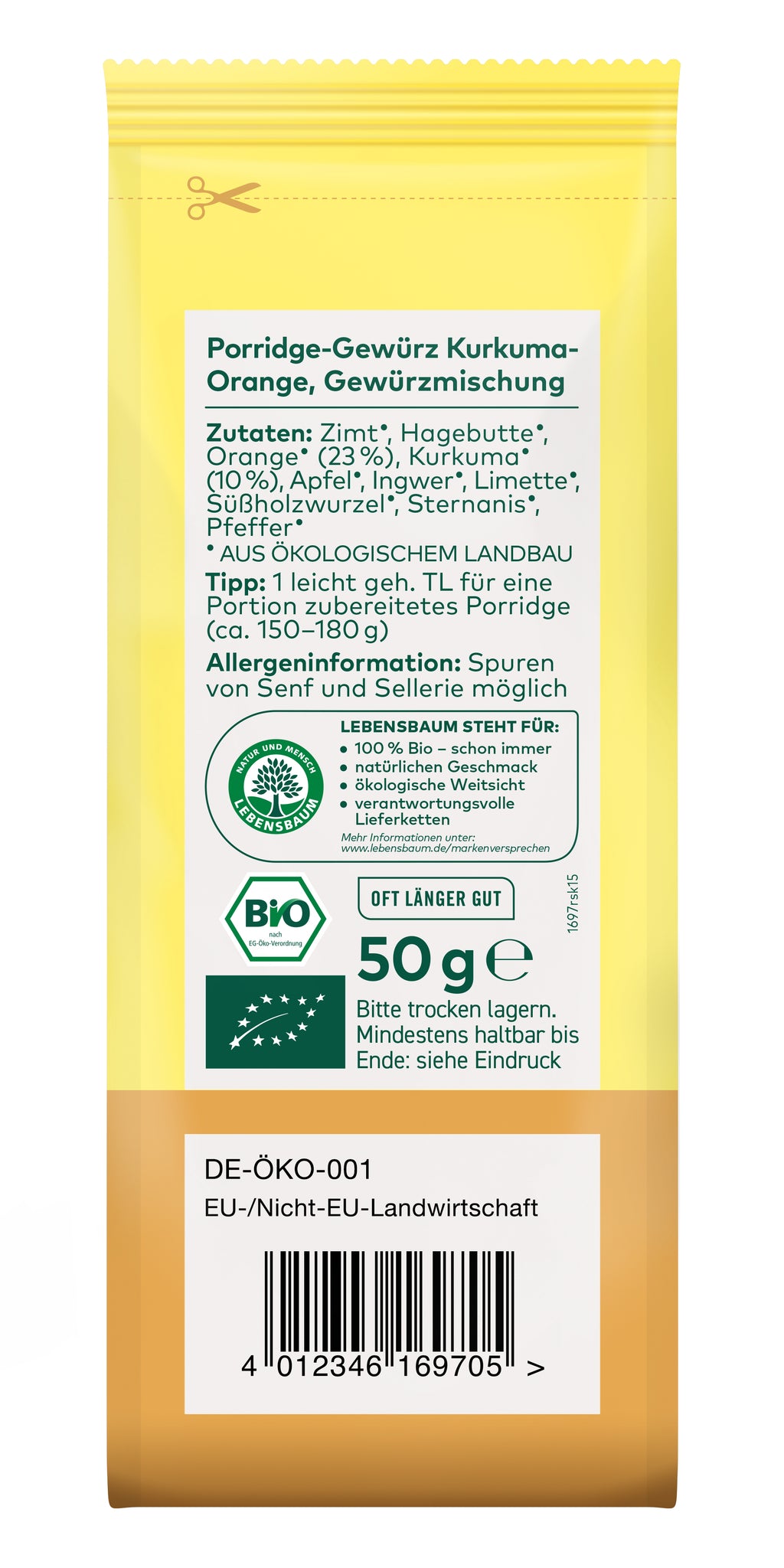 Kurkuma-Orange Porridge-Gewürz 50 g