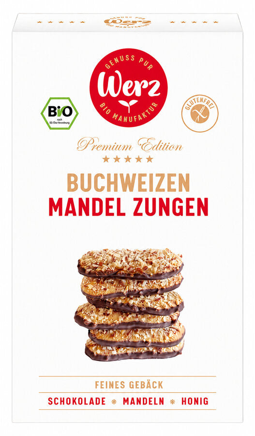 Buchweizen Mandel Zungen mit Schokolade 150 g