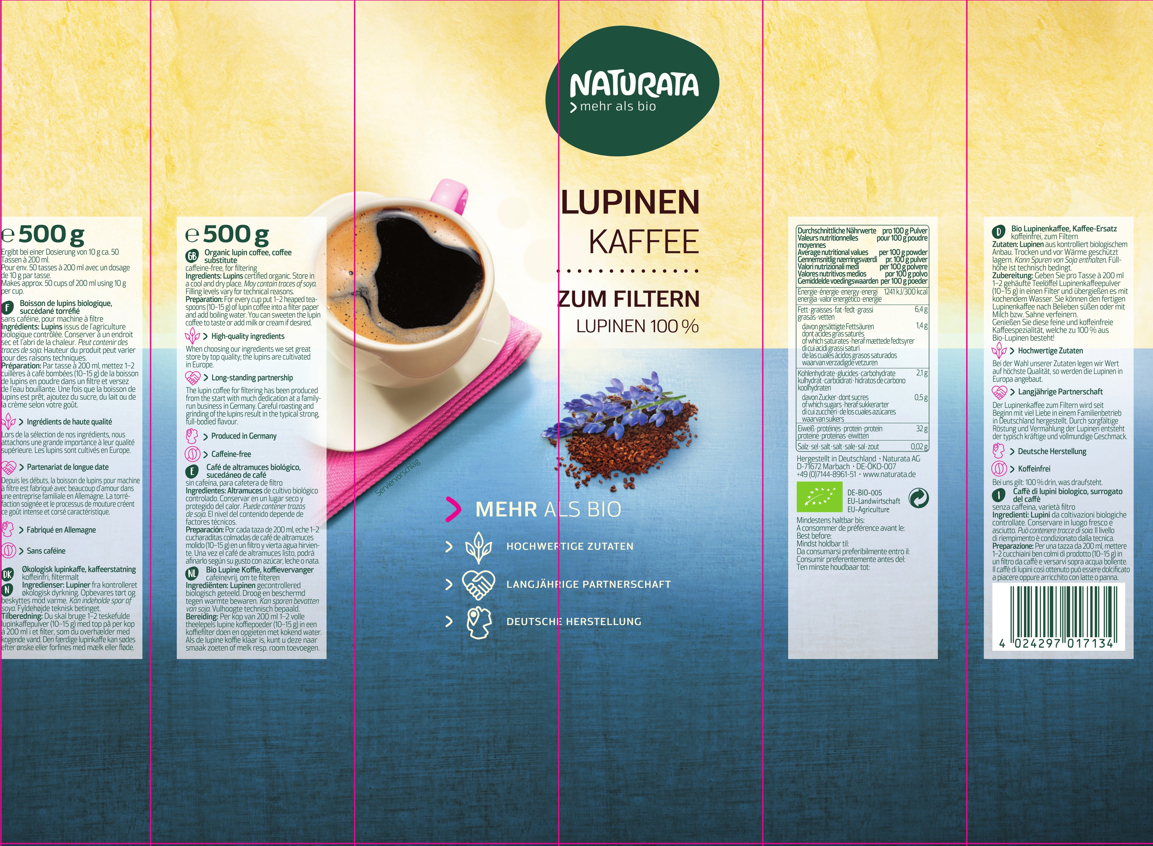 Lupinenkaffee zum Filtern 500 g