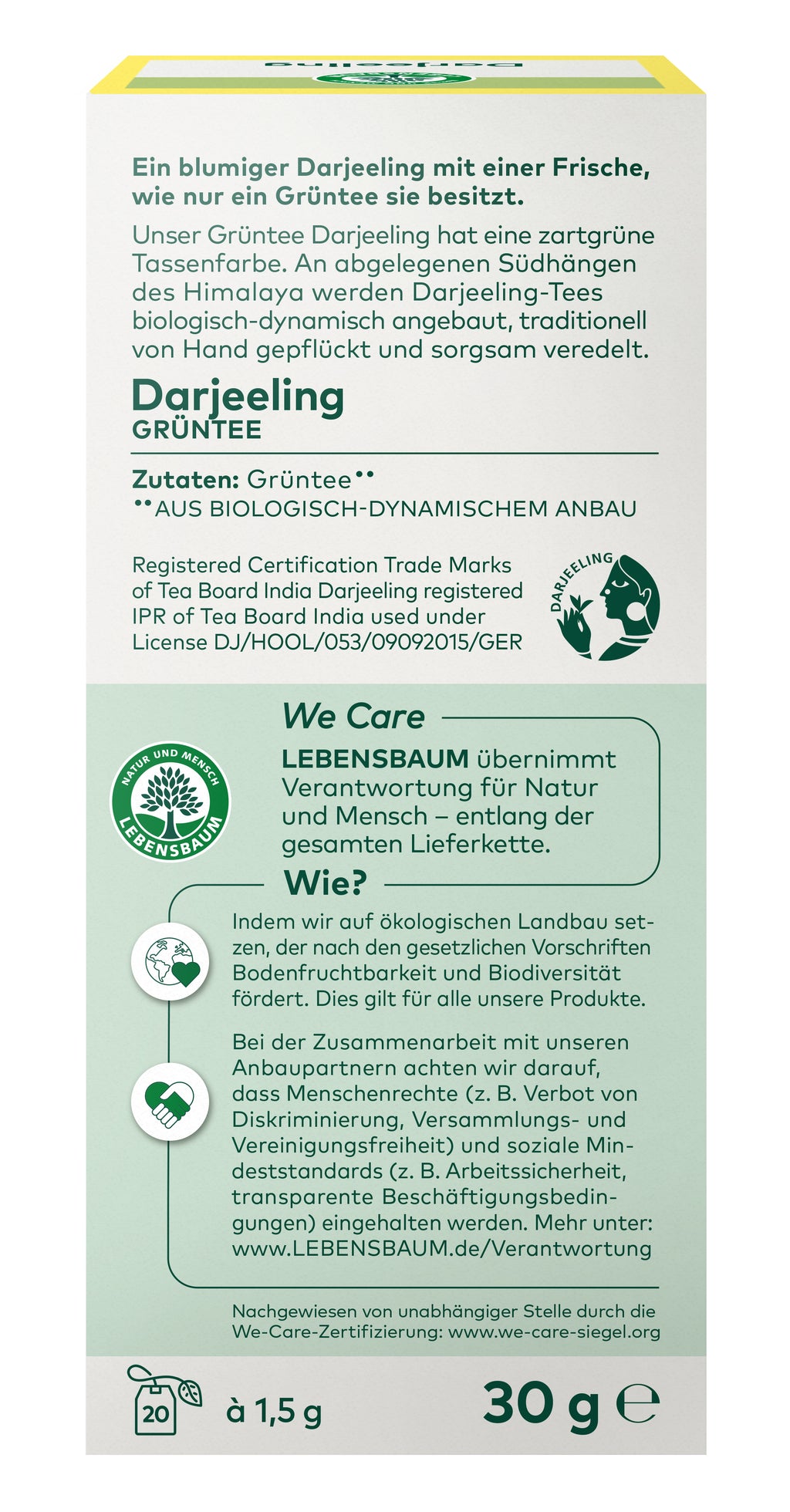 Darjeeling Grüntee demeter 30 g