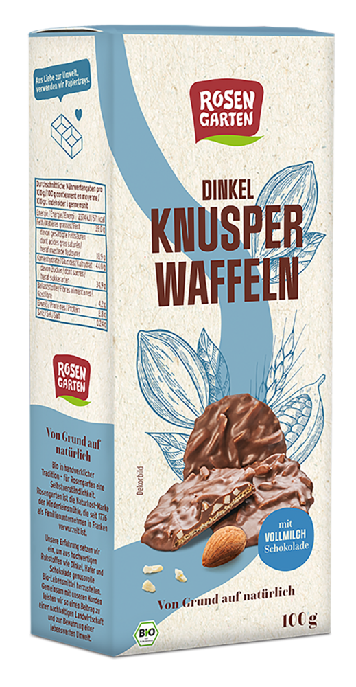 Dinkel-Knusperwaffeln mit Vollmilch-Schokolade 100 g