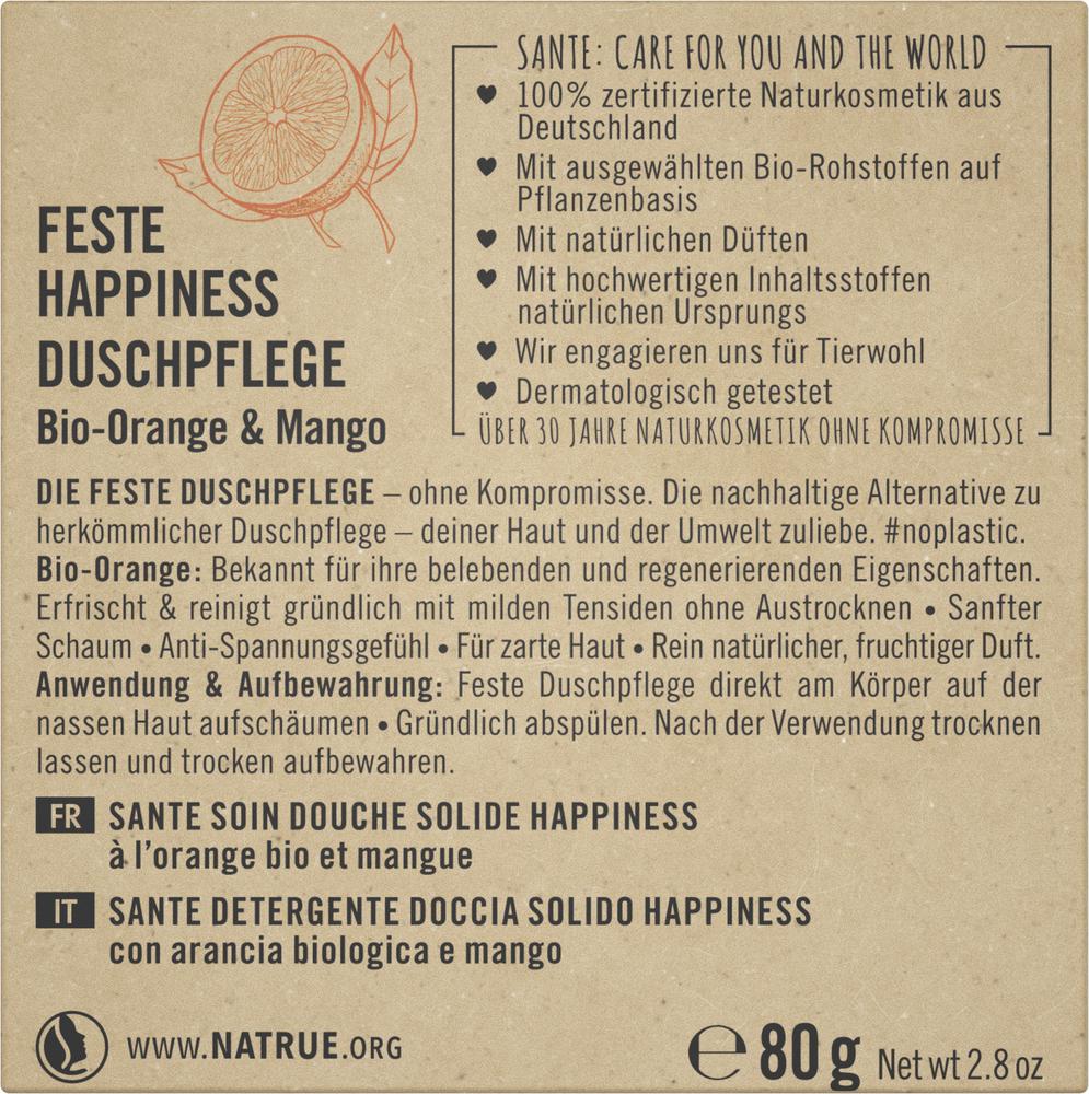 Feste Duschpflege Happiness Bio-Orange & Mango 80 g