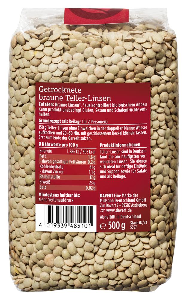 Braune Teller-Linsen 500 g