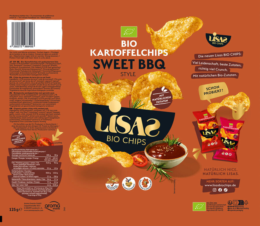 Kartoffelchips Sweet BBQ Style 125 g