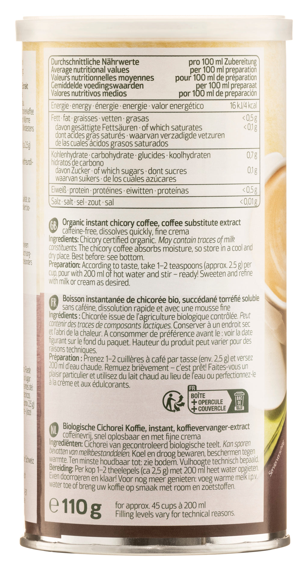 Zichorienkaffee Instant Dose 110 g