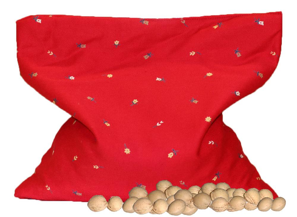 Kirschkernkissen rot mit Blümchen 24x24 cm 24x24
