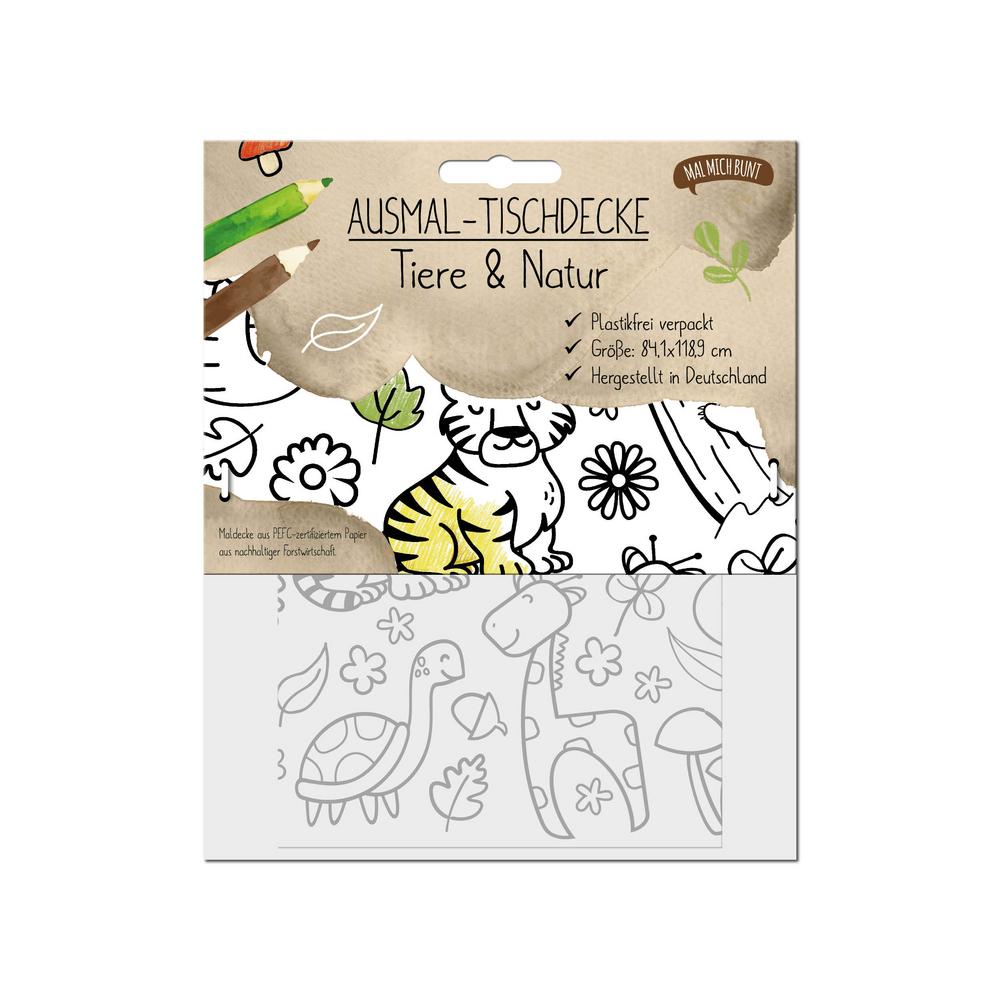 Ausmal-Tischdecke aus Papier Tiere & Natur 1 Stk