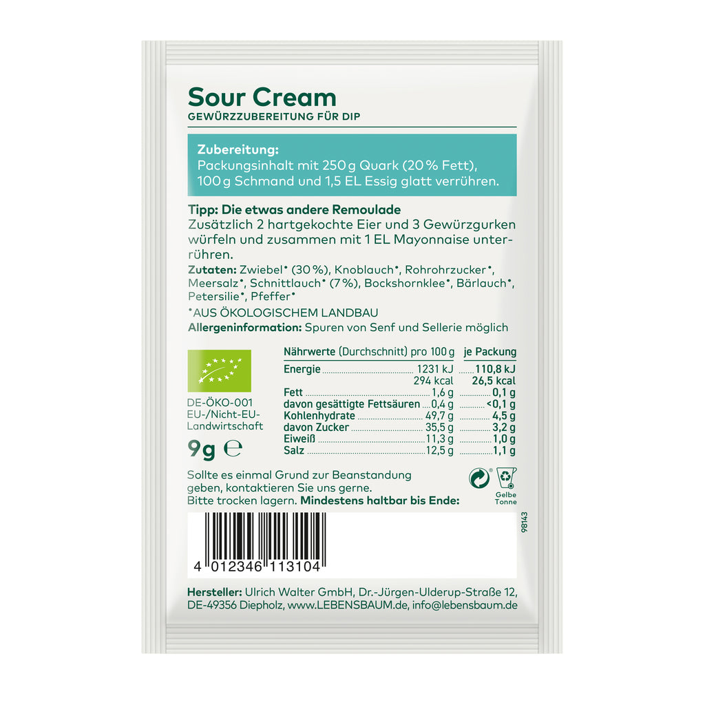 Sour Cream Gewürzzubereitung für Dip 9 g