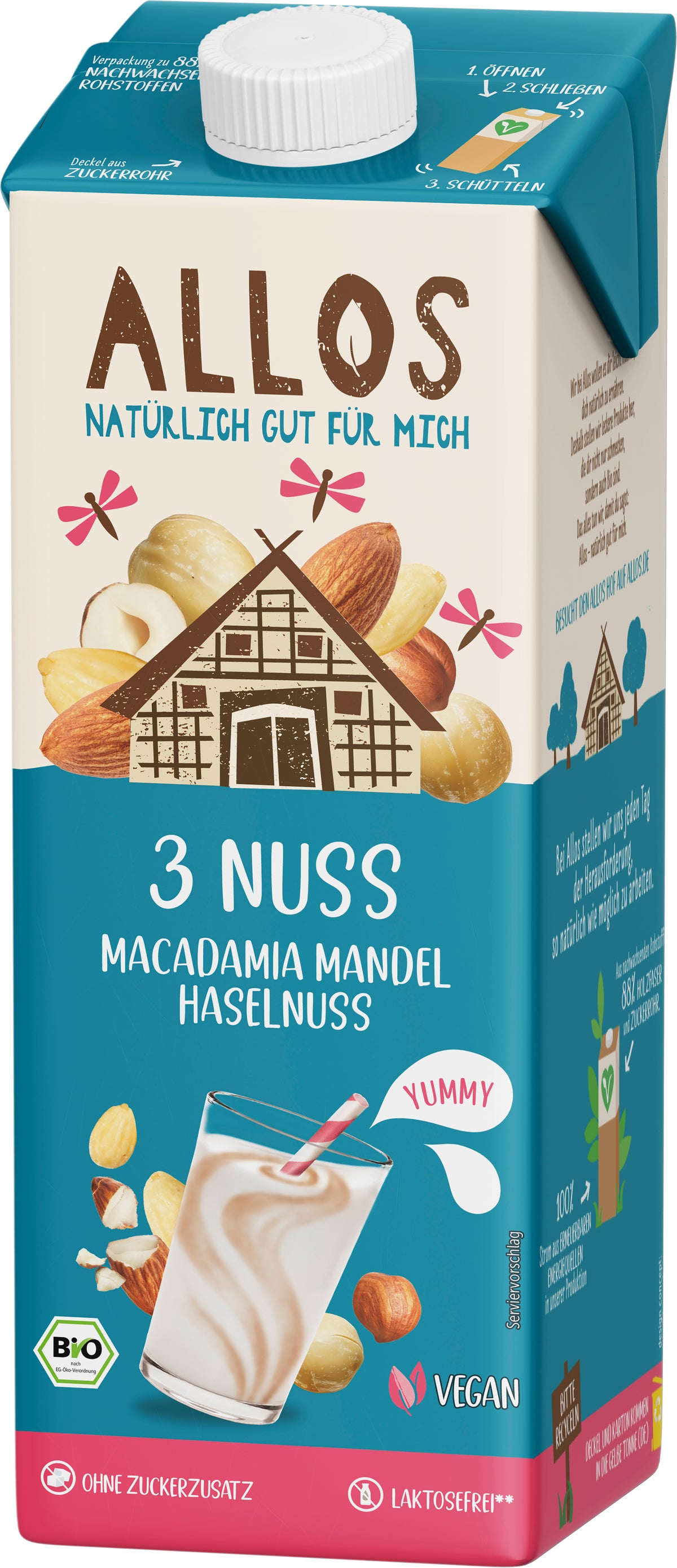 3 Nuss Macadamia Mandel Haselnuss Drink 1 l