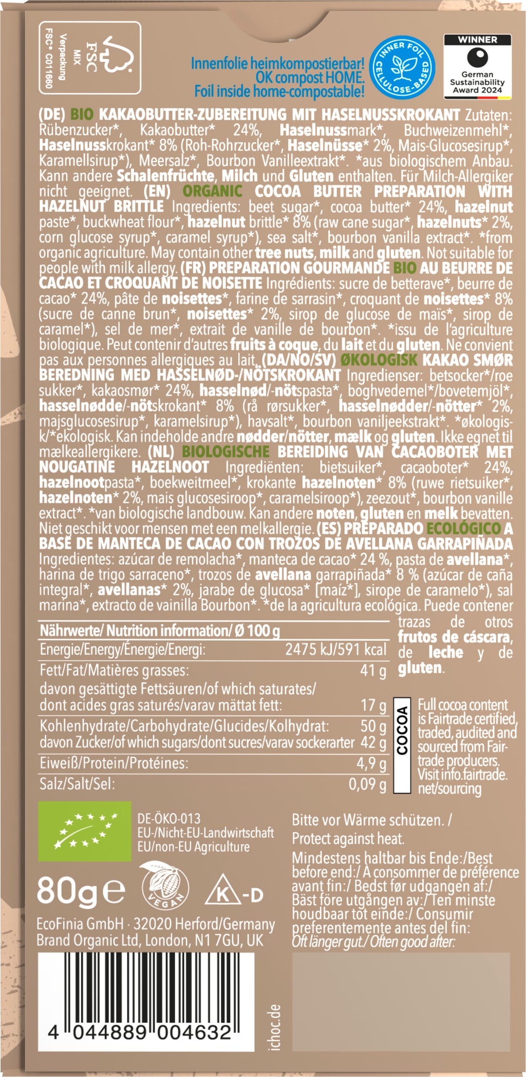 iChoc White Nougat Crisp 80 g