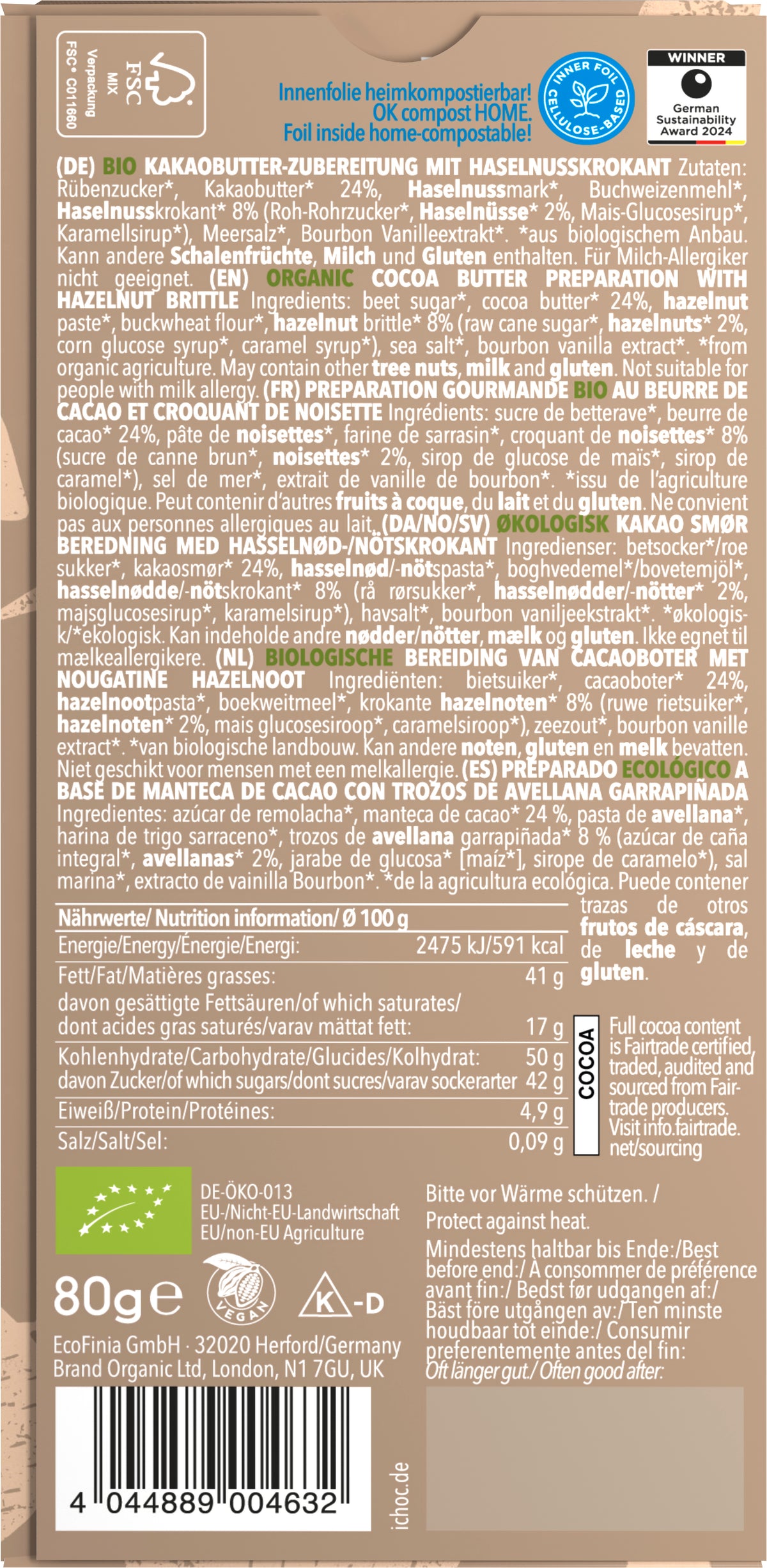 iChoc White Nougat Crisp 80 g