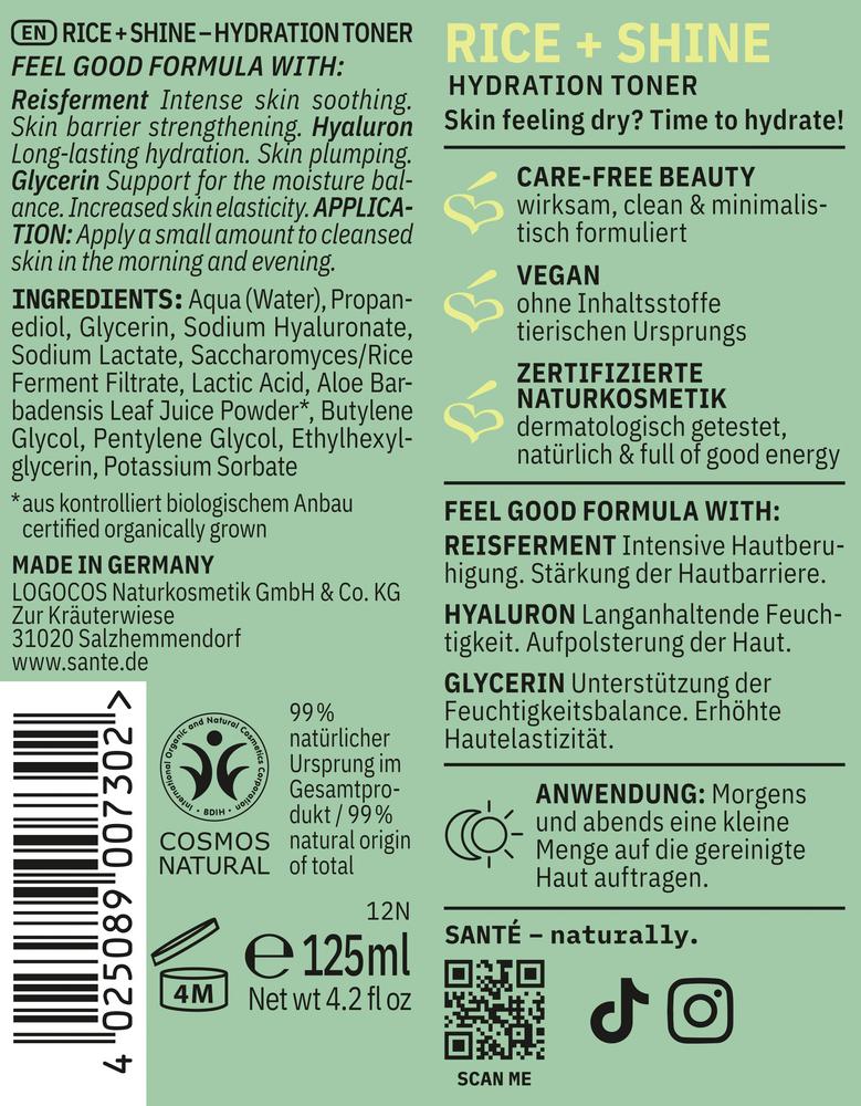 Rice + Shine Hydration Toner 125 ml