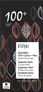 Edel Bitter Schokolade 100% Cacao + Nibs 80 g