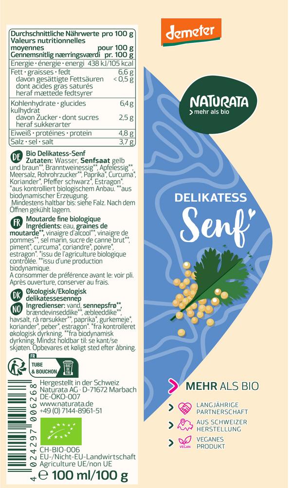 Delikatess-Senf demeter  Tube 100 ml