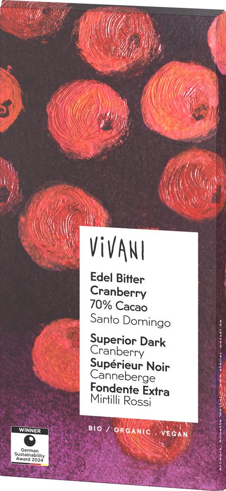 Edel Bitter Cranberry Schokolade 70% Cacao Santo D 80 g