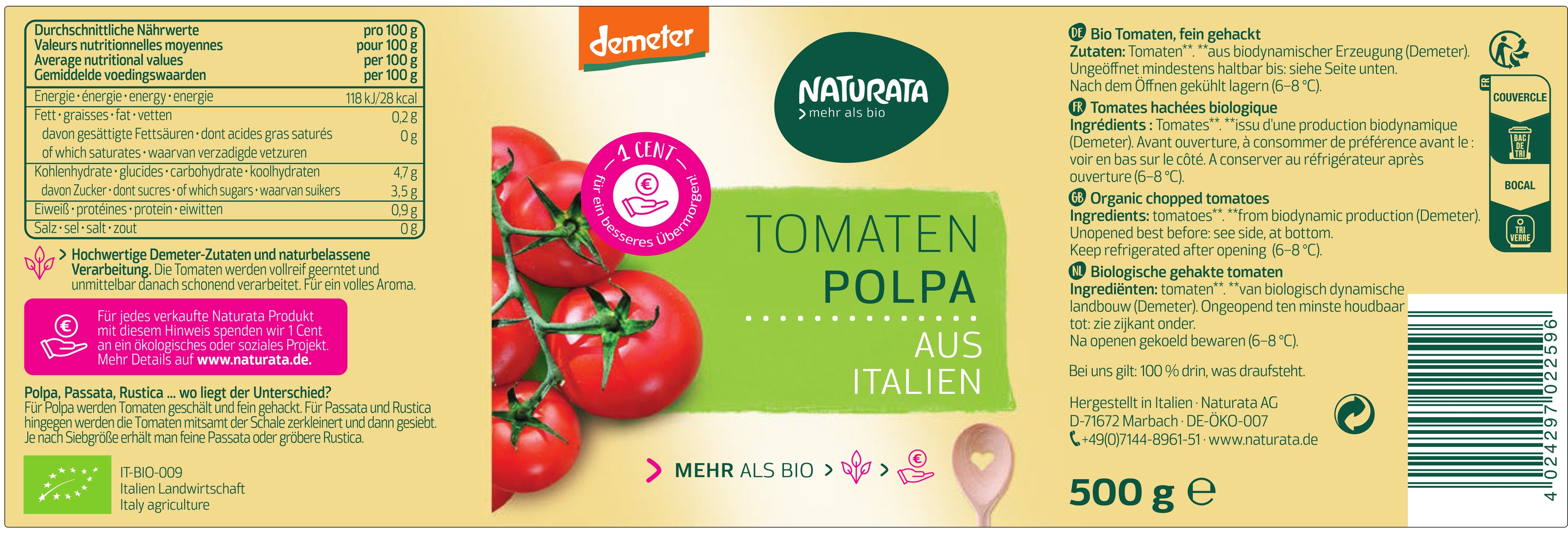 Tomaten Polpa demeter 500 g