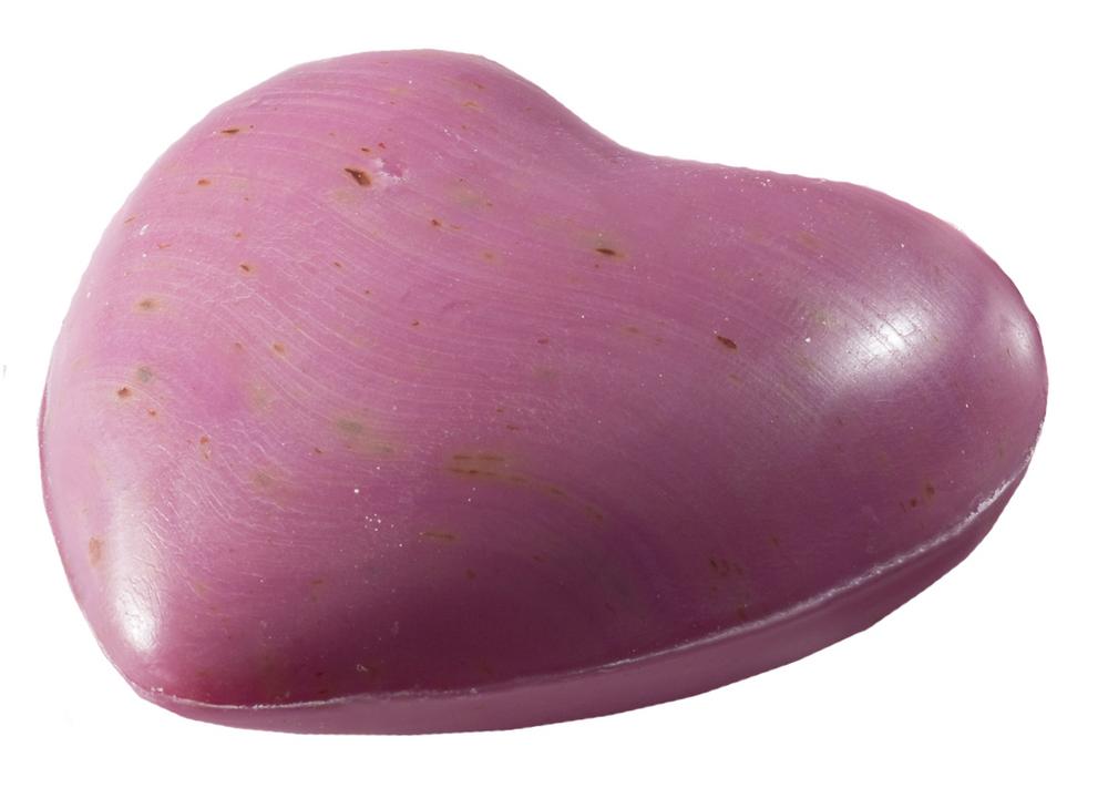 Schafmilchseife Herz pink mit Rosenblütenblättern 65 g