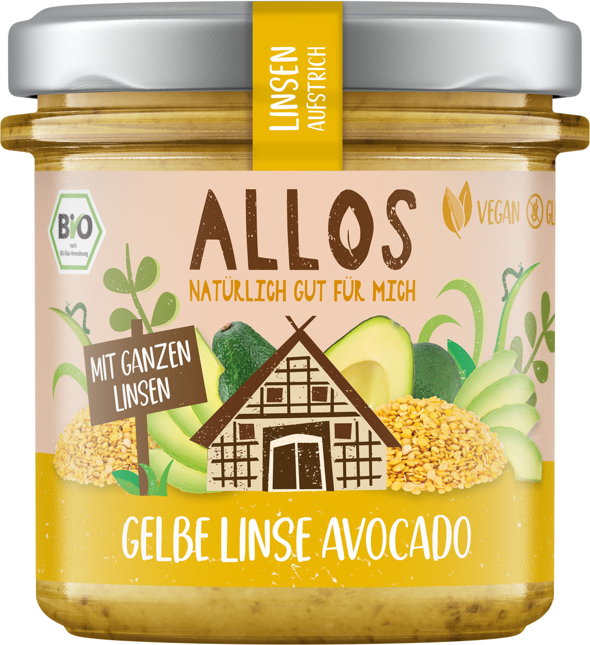 Linsen-Aufstrich Gelbe Linse Avocado 140 g
