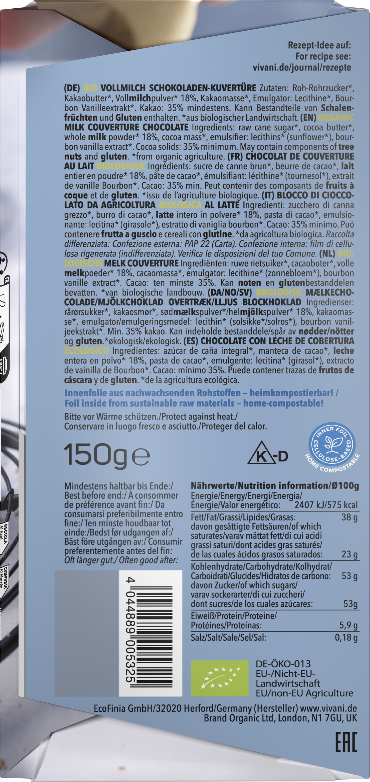 Kuvertüre Vollmilch 150 g