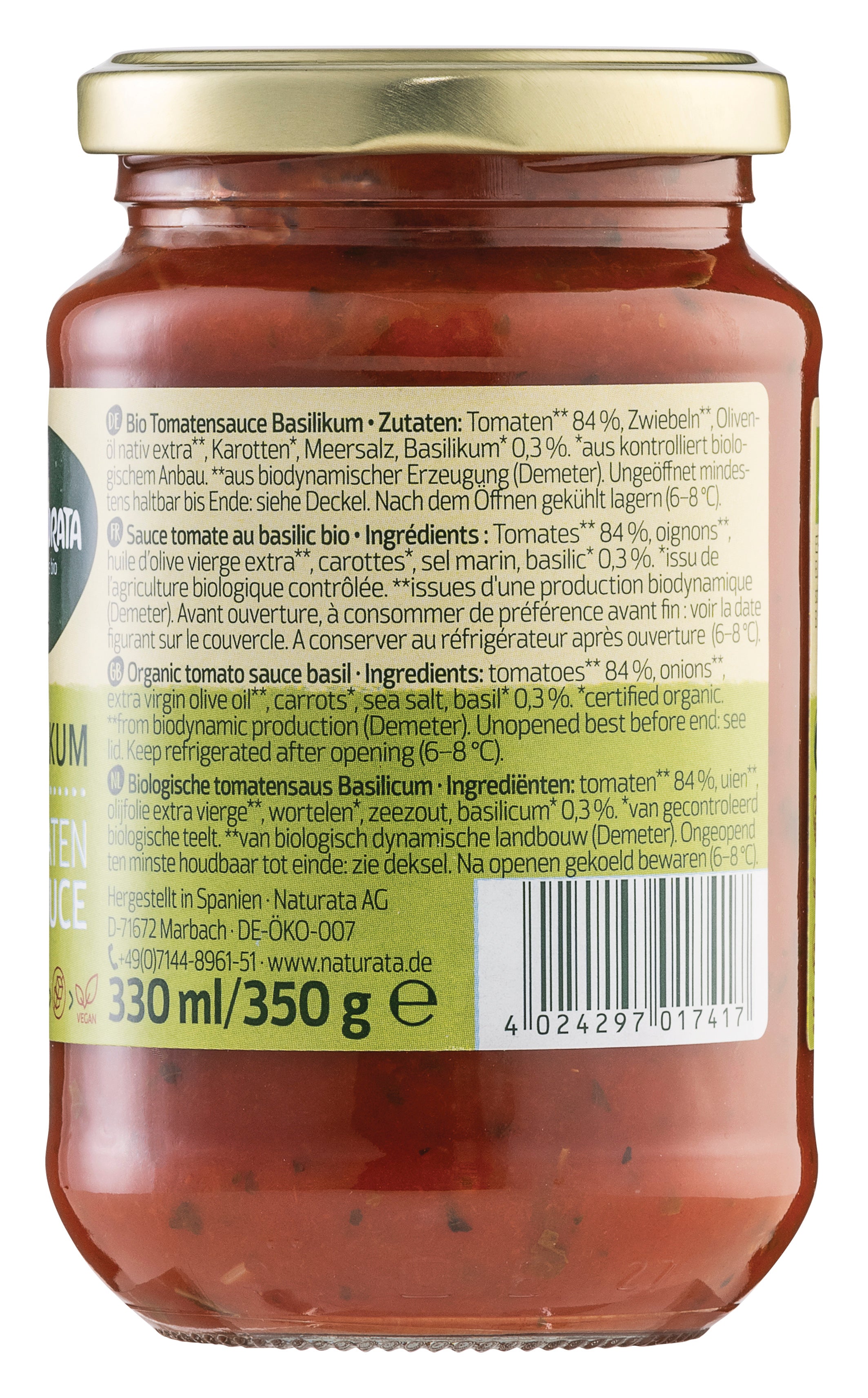 Tomatensauce Basilikum demeter 330 ml