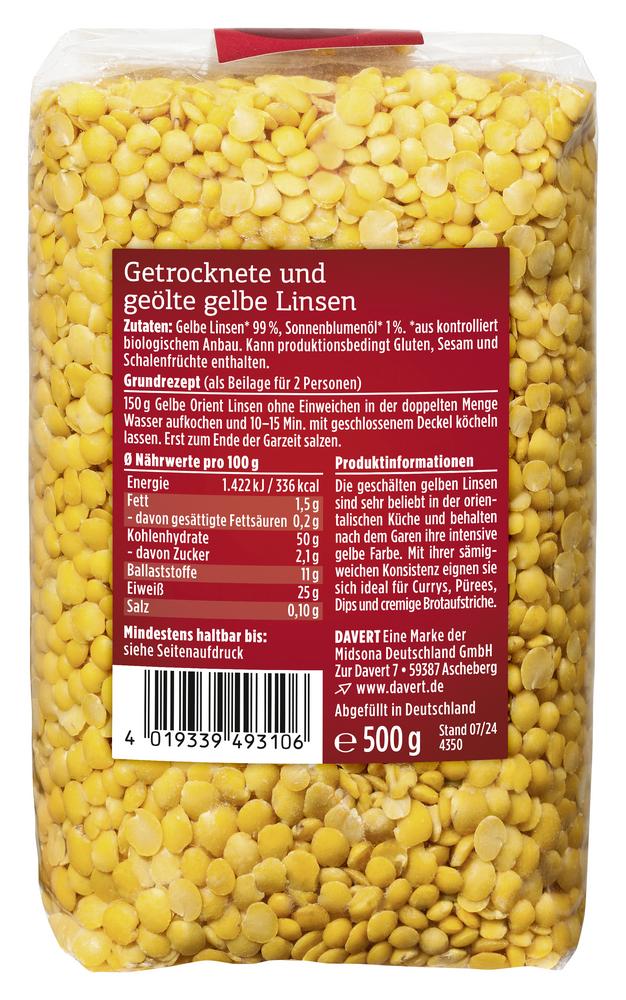 Gelbe Orient Linsen 500 g