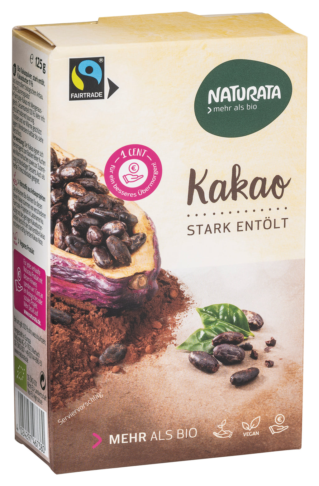 Kakao stark entölt 10-12% Kakaobutter 125 g