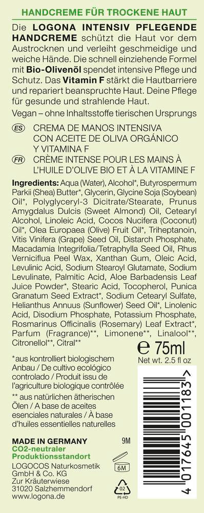 Handcreme intensiv mit Bio-Olivenöl & Vitamin F un 75 ml