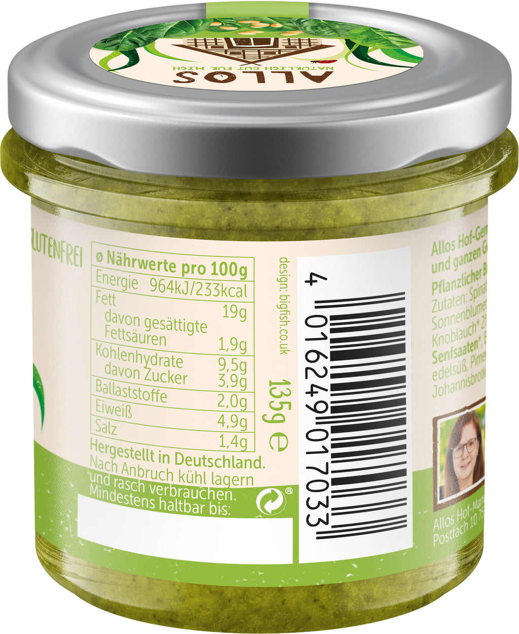 Hofgemüse Sabines Spinat Pinienkerne 135 g