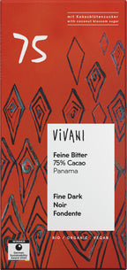 Feine Bitter 75% Cacao Panama mit Kokosblütenzucke 80 g