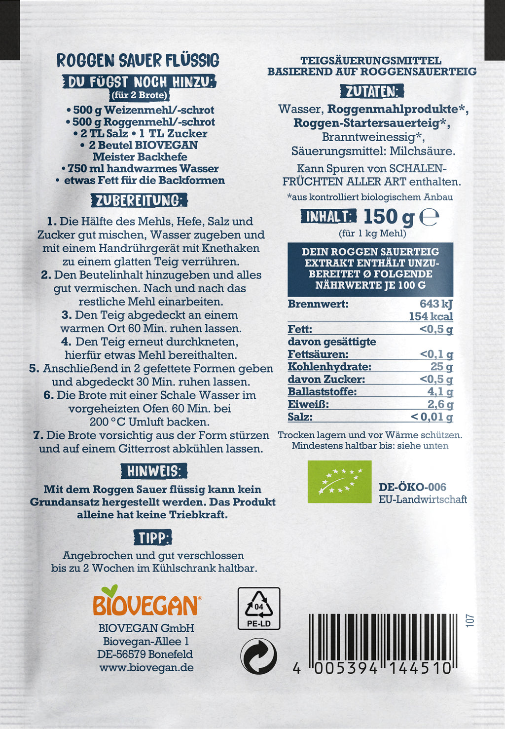 Roggen-Sauerteig flüssig 150 ml