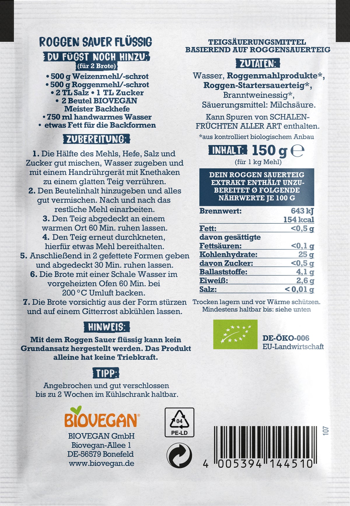 Roggen-Sauerteig flüssig 150 ml