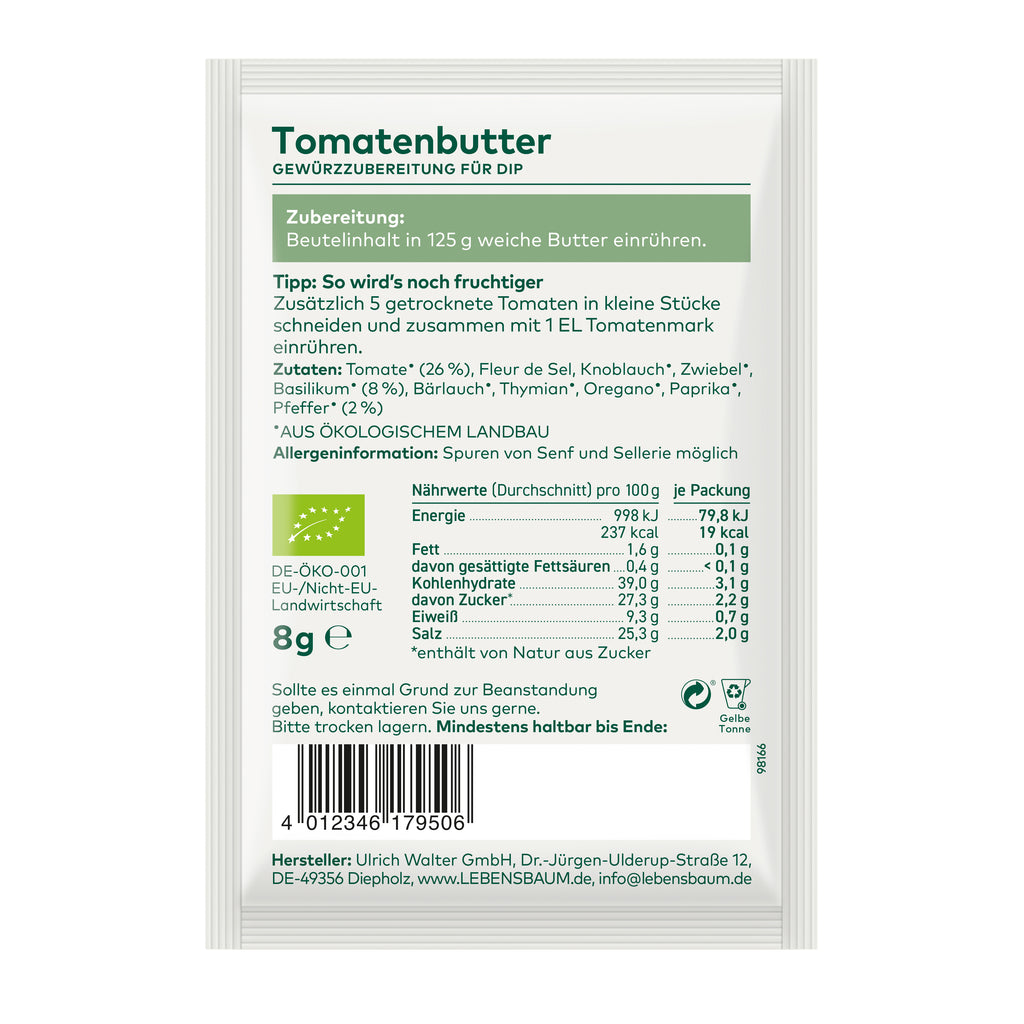 Würzmischung für Dips Tomatenbutter Tüte 8 g