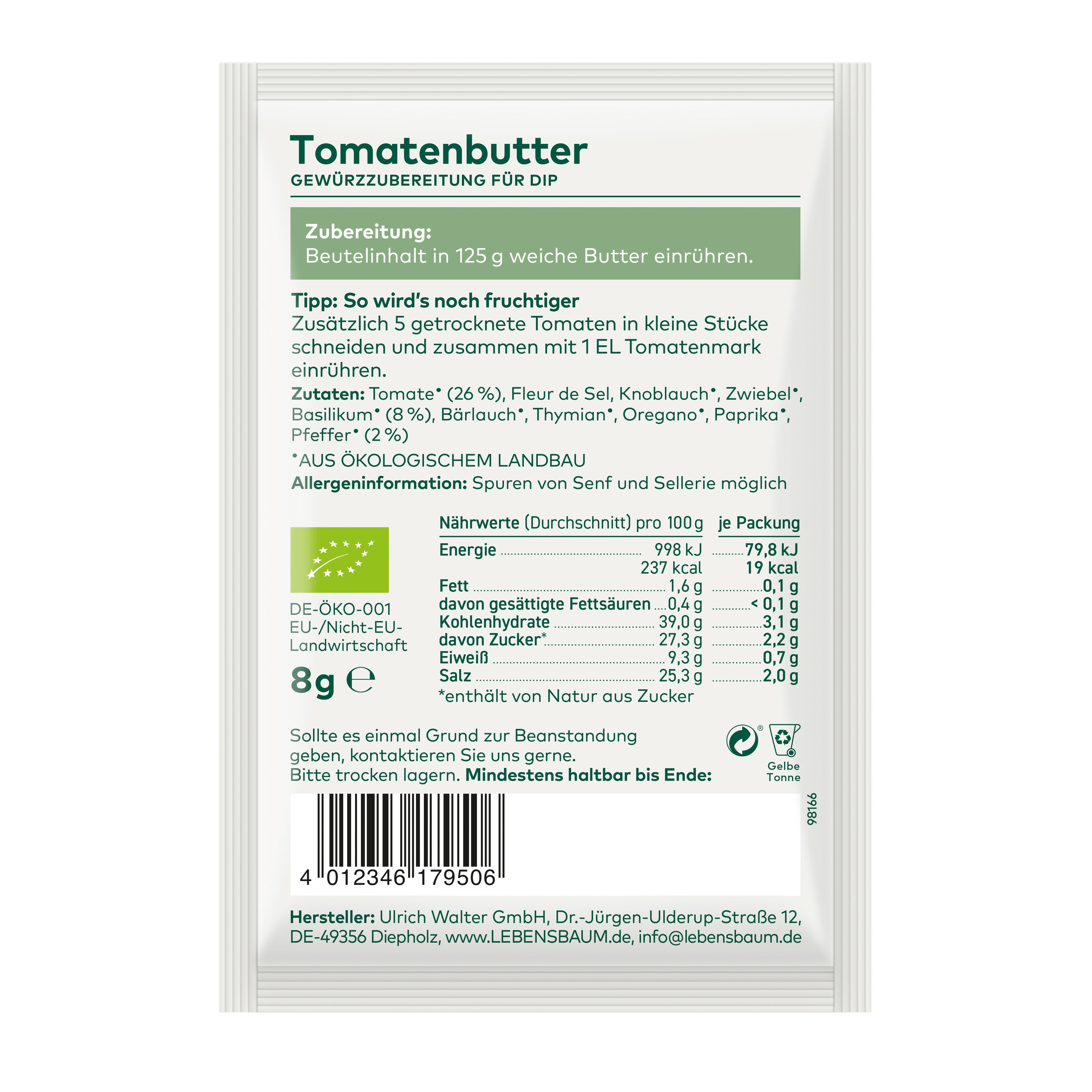 Würzmischung für Dips Tomatenbutter Tüte 8 g
