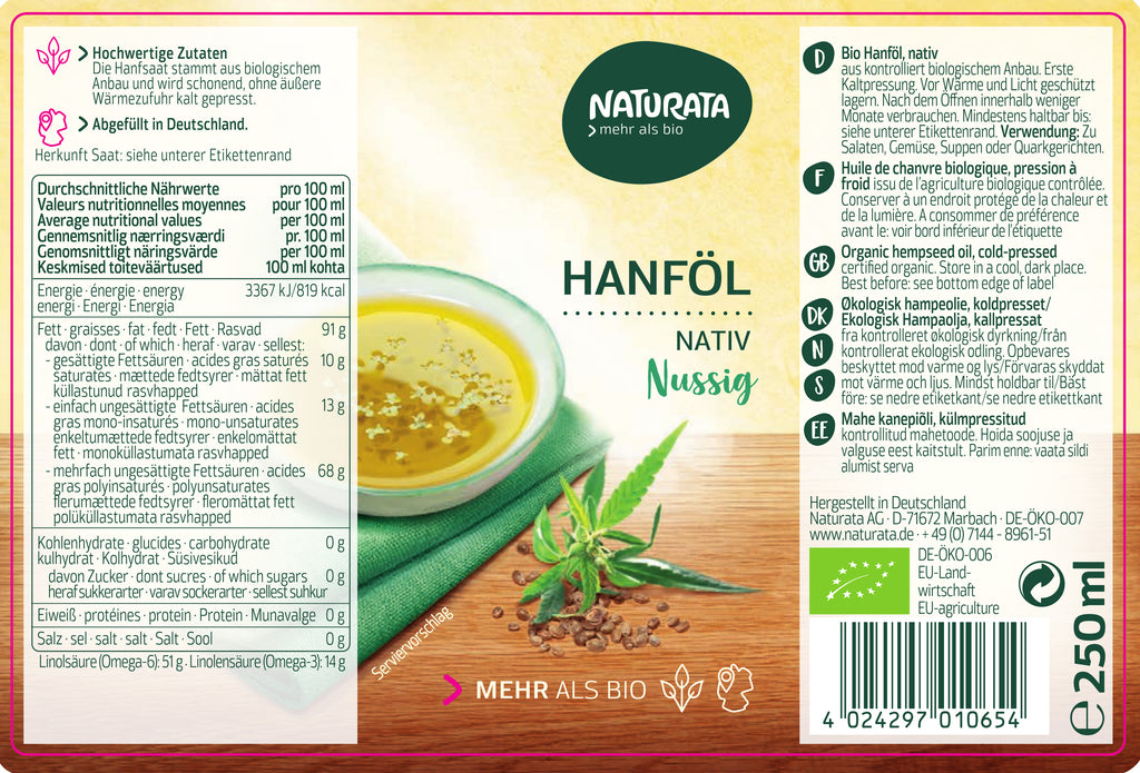 Hanföl nativ 250 ml