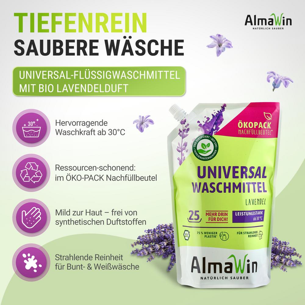 Waschmittel flüssig Öko-Standbodenbeutel 1,5 l