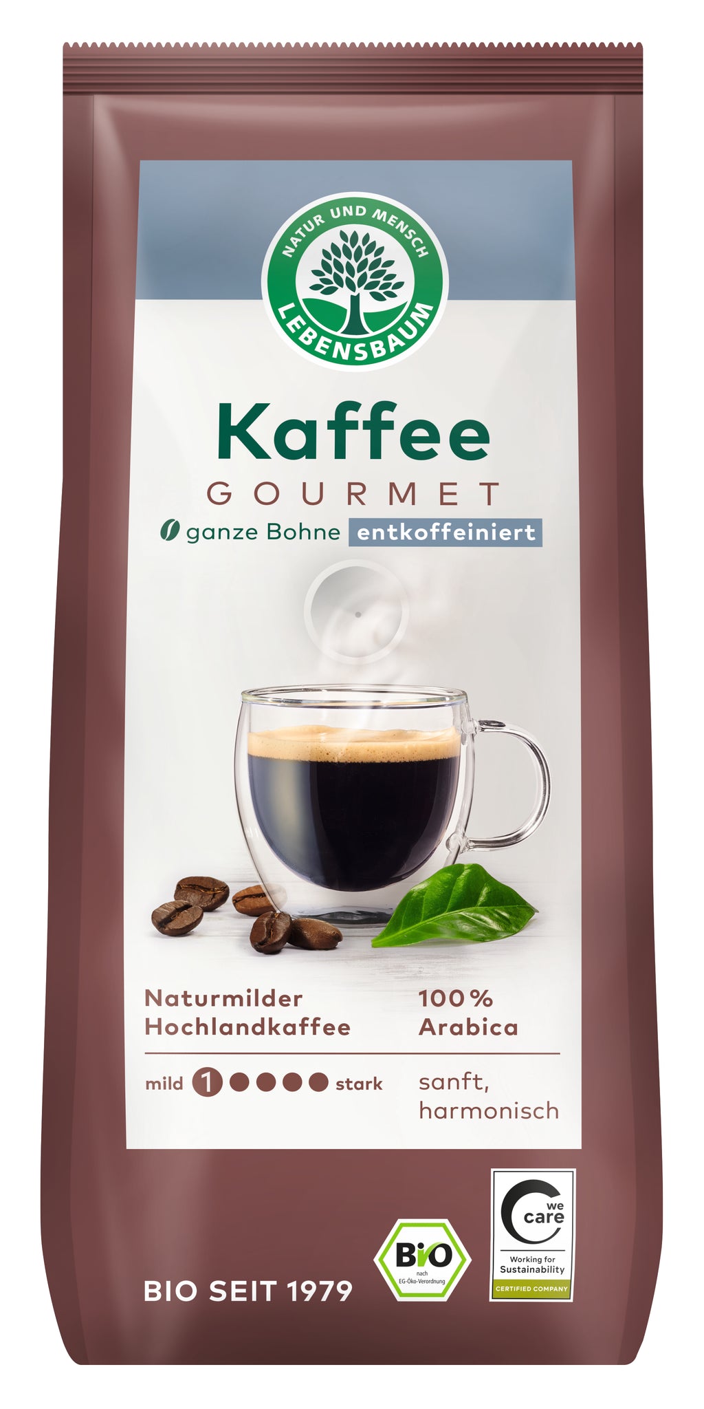Kaffee Gourmet ganze Bohne entkoffeiniert 250 g
