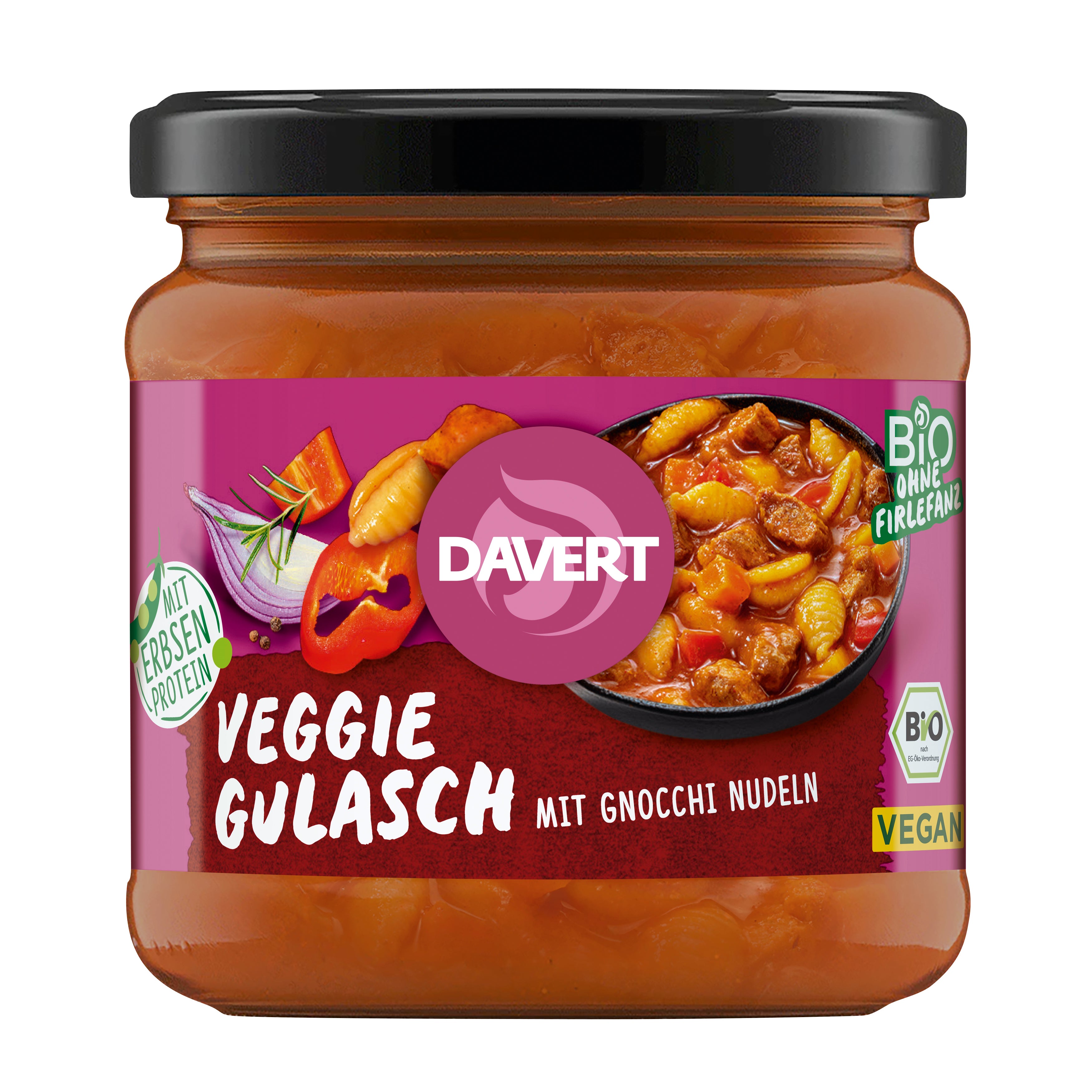 Veggie Gulasch mit Gnocchi Nudeln im Glas 330 g