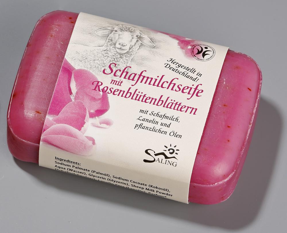 Schafmilchseife mit Rosenblütenblättern Rose pink 100 g