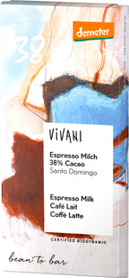 Espresso Milch Schokolade 38% Cacao demeter 90 g