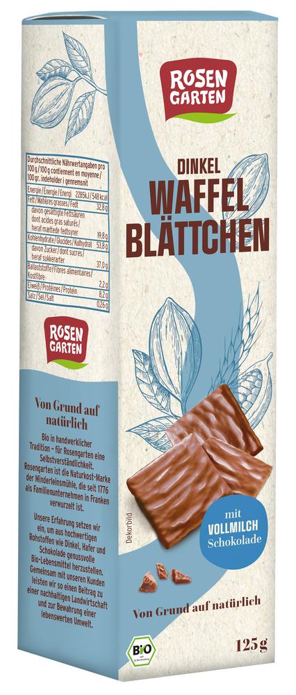 Dinkel-Waffelblättchen mit Vollmilch-Schokolade 125 g