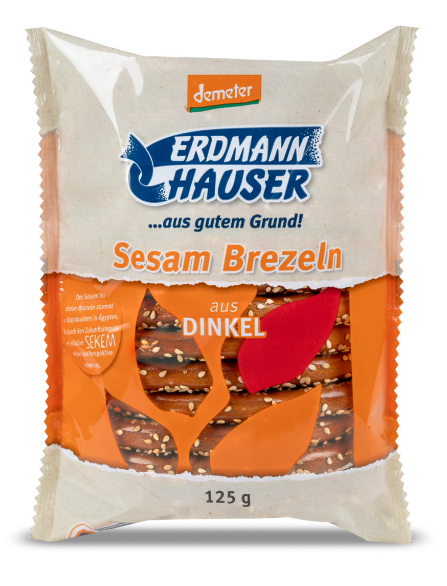Dinkelbrezel mit Sesam demeter 125 g