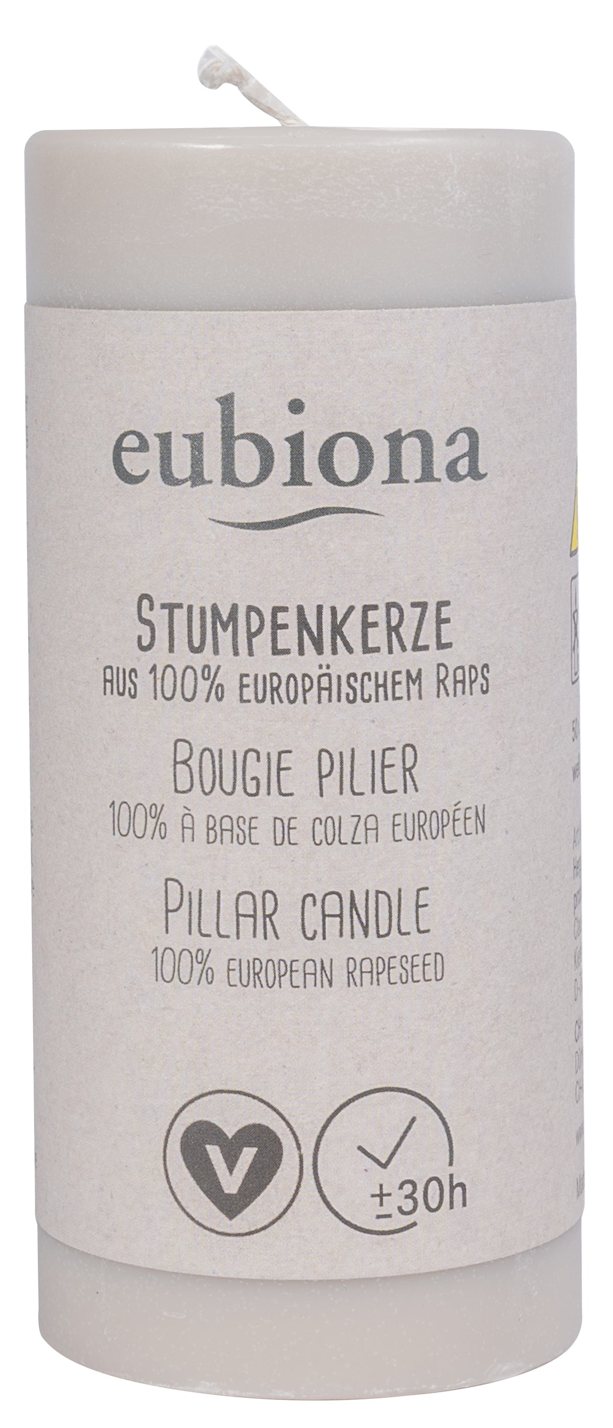 Stumpenkerze Rapswachs 50x110 hellgrau/gris clair/ 1 Stk