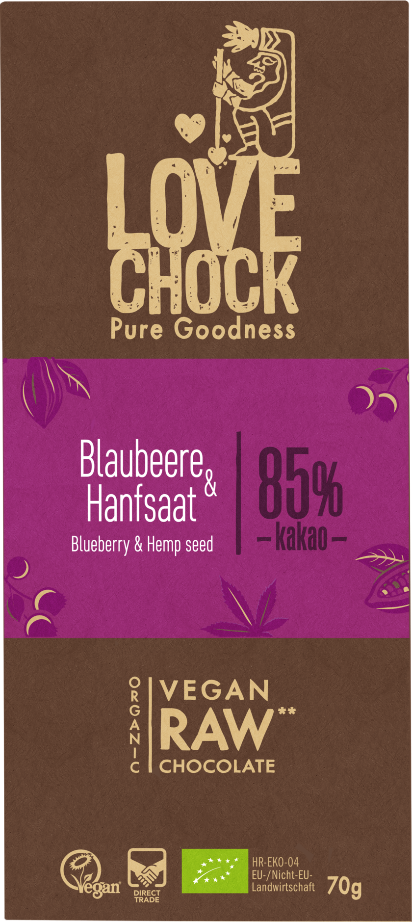 Lovechock Tafel Blaubeere & Hanfsaat 70 g