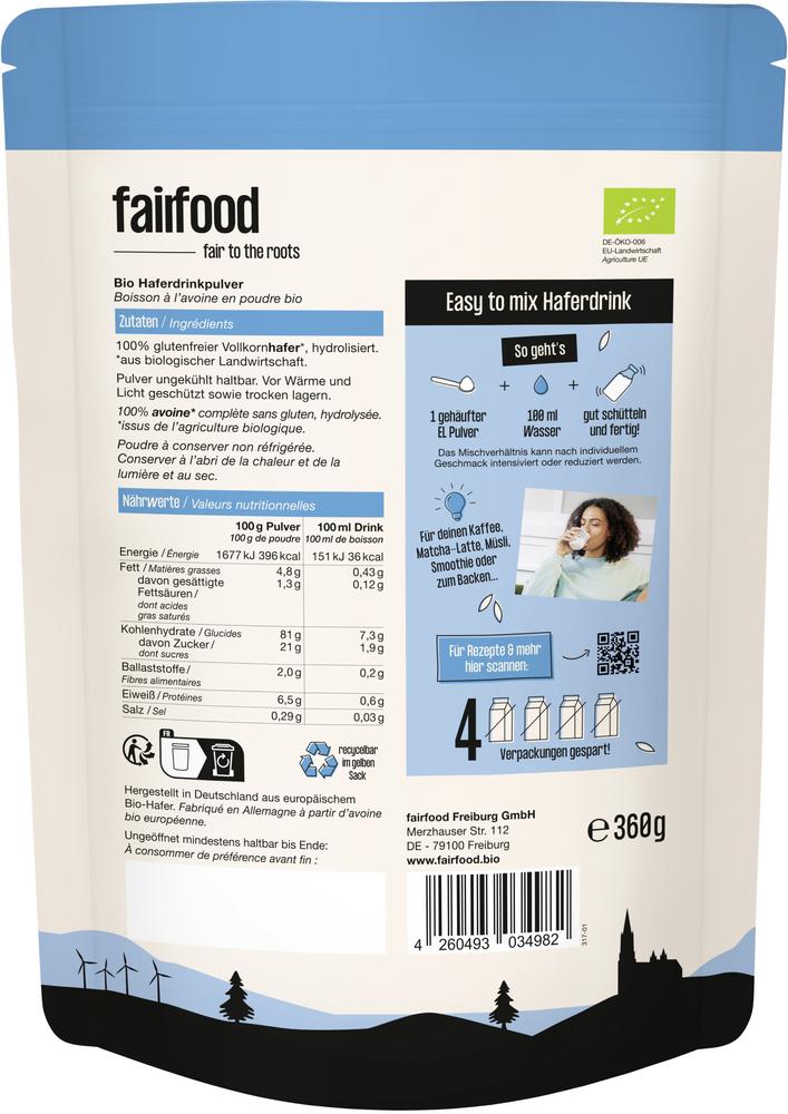 Haferdrinkpulver Doypack 360 g
