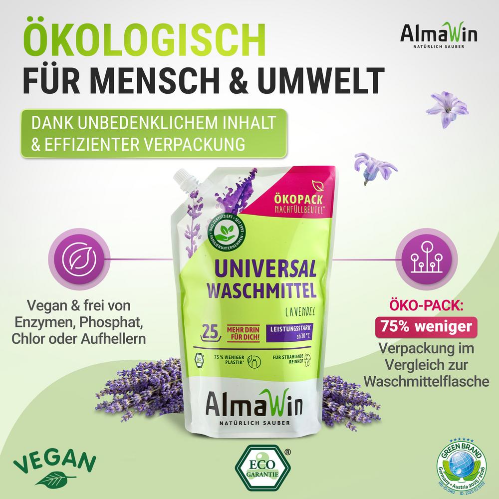 Waschmittel flüssig Öko-Standbodenbeutel 1,5 l